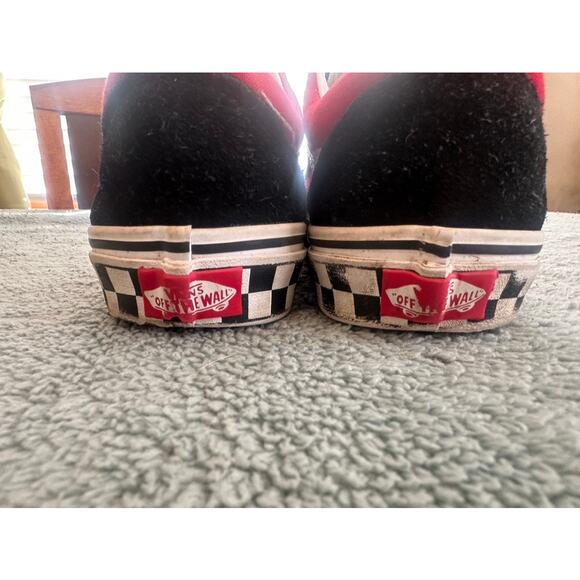 Vans Old Skool V Black Red Velcro Sneakers Size 7.5 - Picture 4 of 7